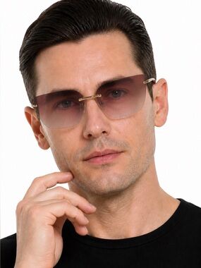 Rimless Gradient Brown men’s Fashion Sunglasses